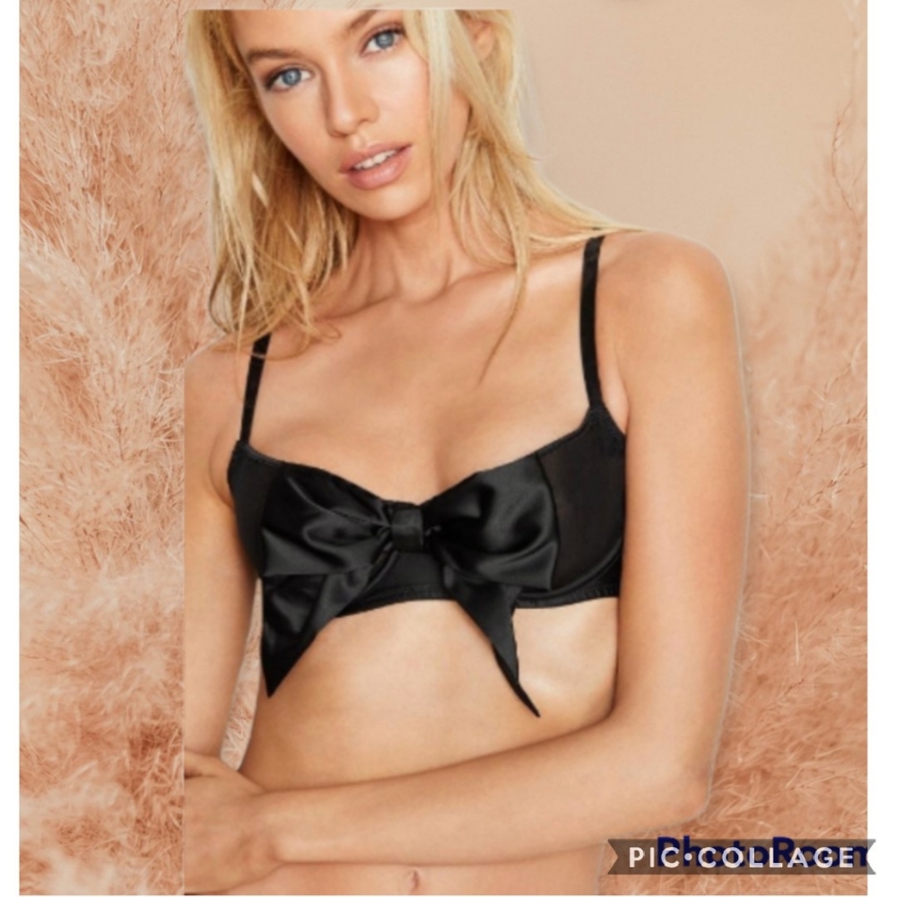 NWT Victoria's secret black bow balconette bra